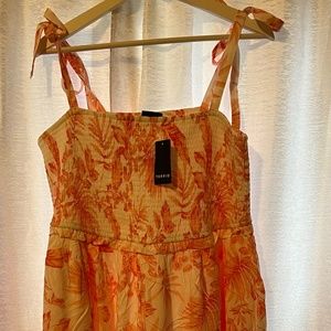 Torrid Coral/White Floral Smocked Challis Sundress 2X